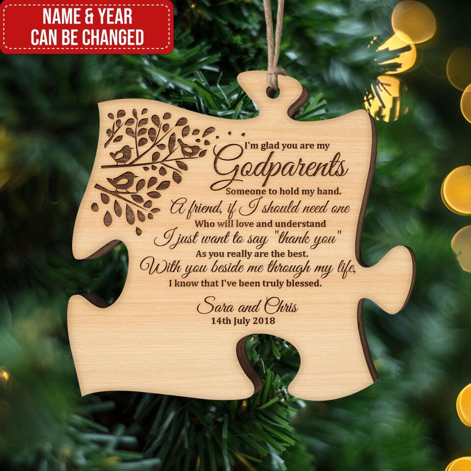 Unique Godparents Gift Wooden Jigsaw Puzzle - Personalized Wooden Ornament, Godparents Memorial