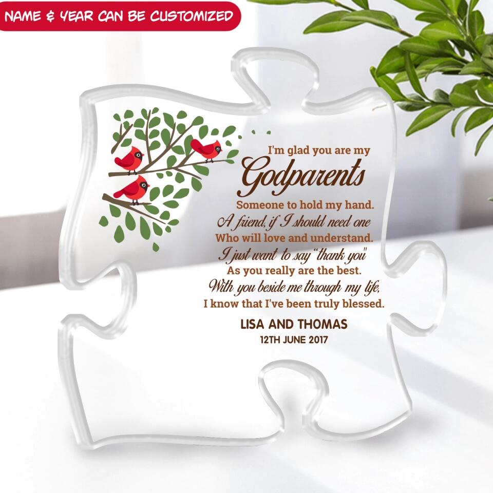 Unique Godparents Gift Wooden Jigsaw Puzzle - Personalized Acrylic Plaque, Custom Shaped
