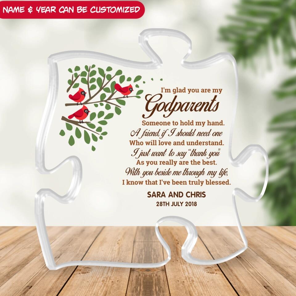 Unique Godparents Gift Wooden Jigsaw Puzzle - Personalized Acrylic Plaque, Custom Shaped