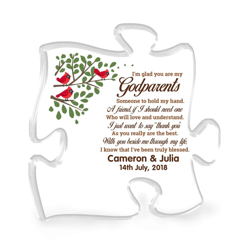 Unique Godparents Gift Wooden Jigsaw Puzzle - Personalized Acrylic Plaque, Custom Shaped