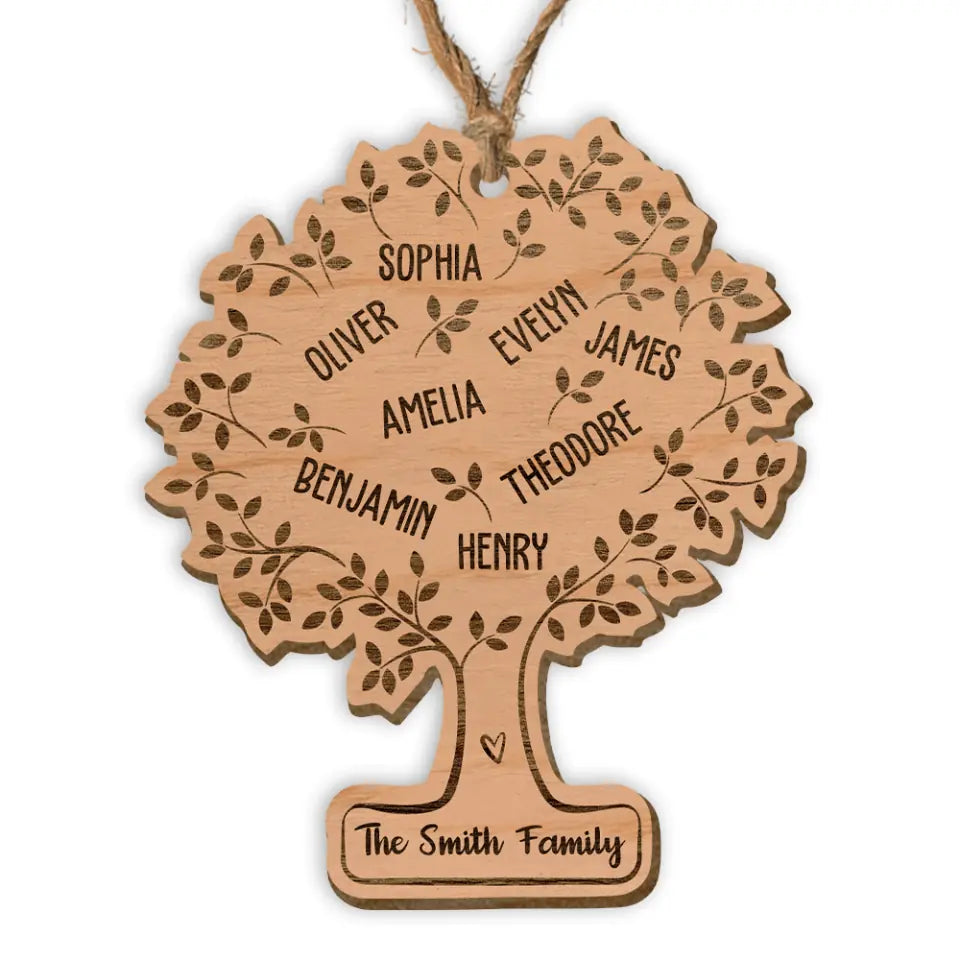 Family Tree Of Life Personalized Wood Ornament, Custom Family Ornaments, Gifts for Christmas, Custom Christmas Ornaments, Christmas Decor