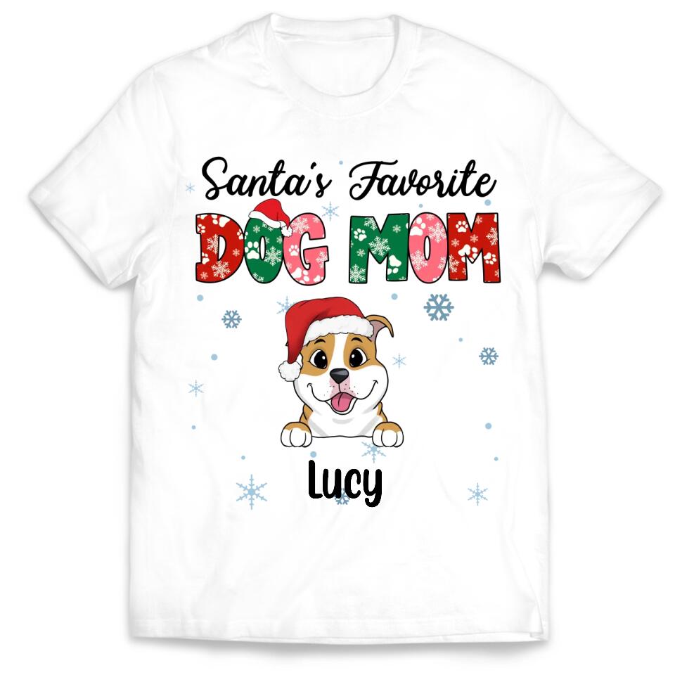 Santa's Favorite Dog Mom Shirt - Personalized Christmas Dog Shirt