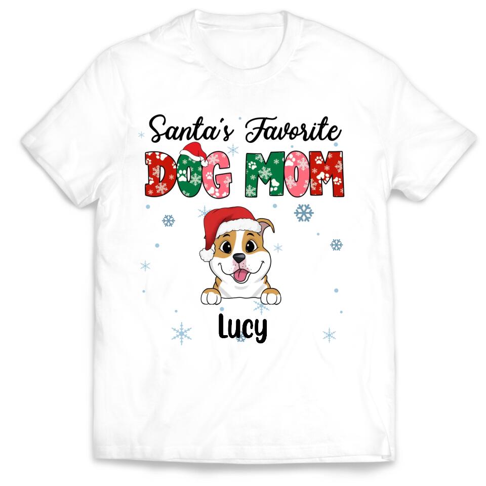 Santa's Favorite Dog Mom Shirt - Personalized Christmas Dog Shirt