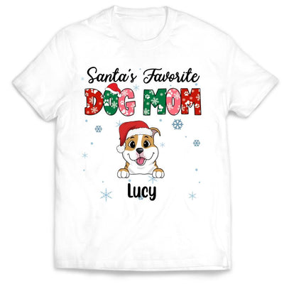 Santa's Favorite Dog Mom Shirt - Personalized Christmas Dog Shirt
