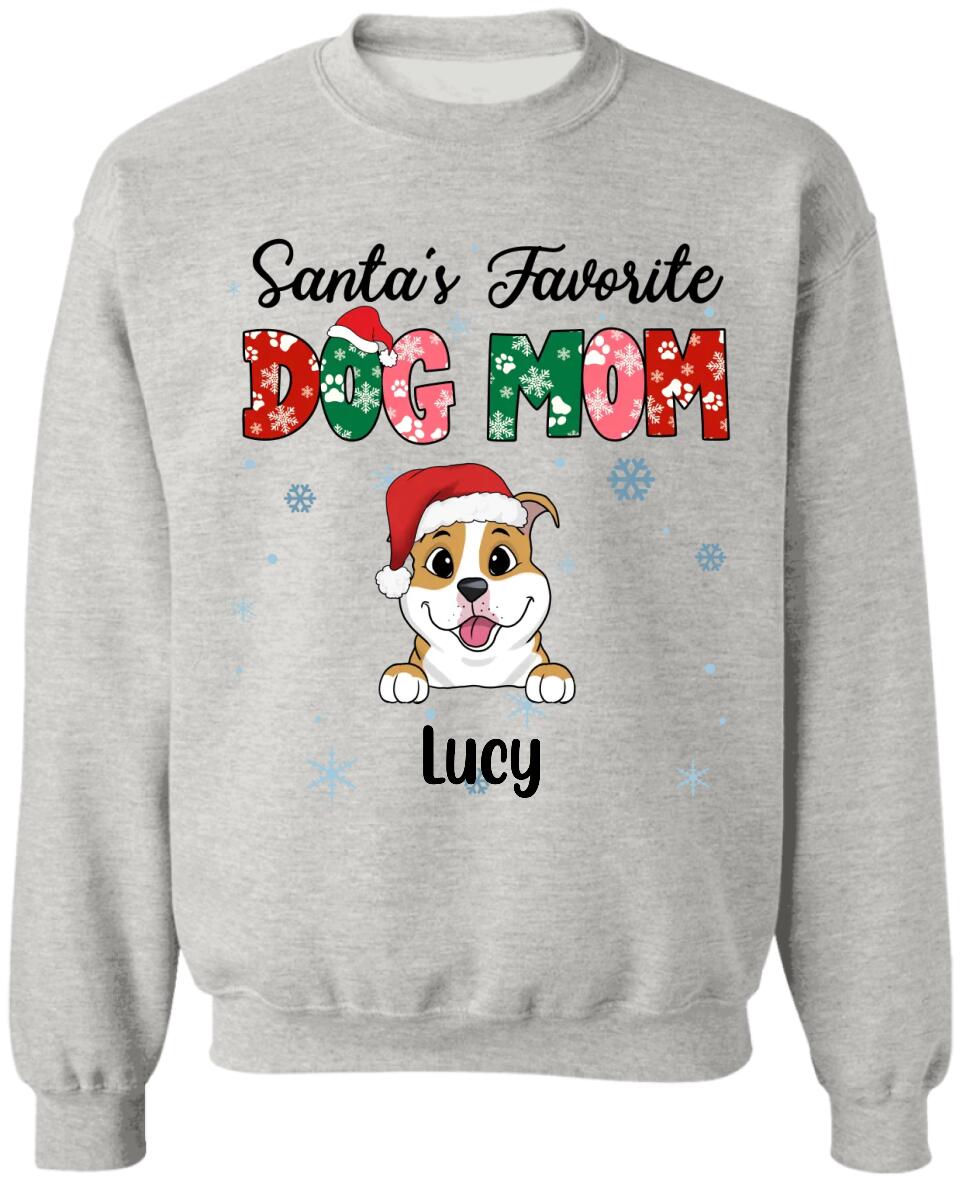 Santa's Favorite Dog Mom Shirt - Personalized Christmas Dog Shirt