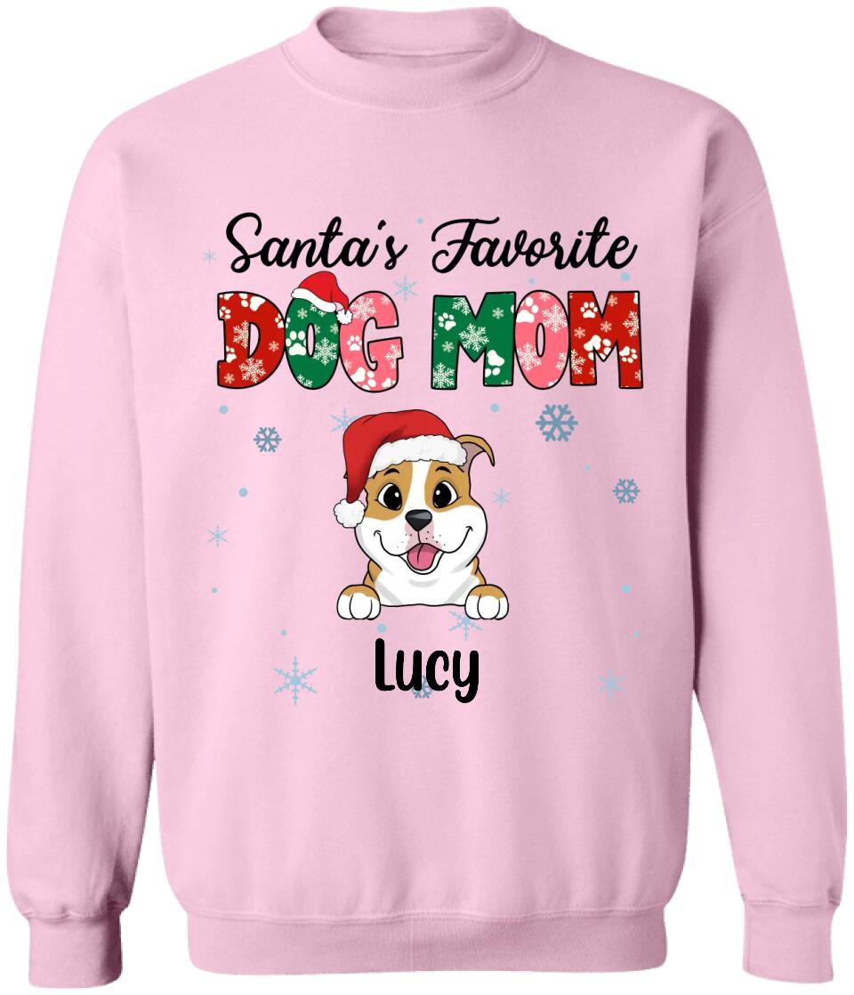 Santa's Favorite Dog Mom Shirt - Personalized Christmas Dog Shirt