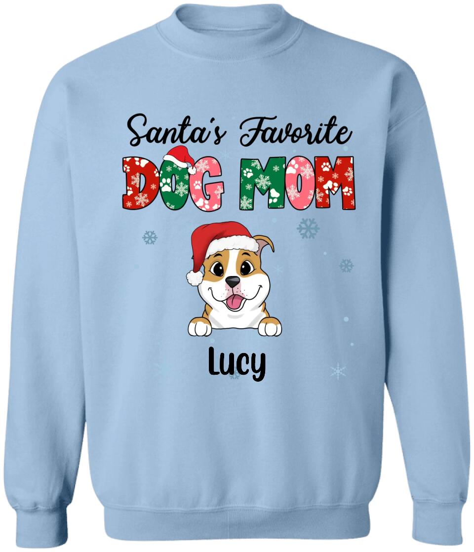 Santa's Favorite Dog Mom Shirt - Personalized Christmas Dog Shirt