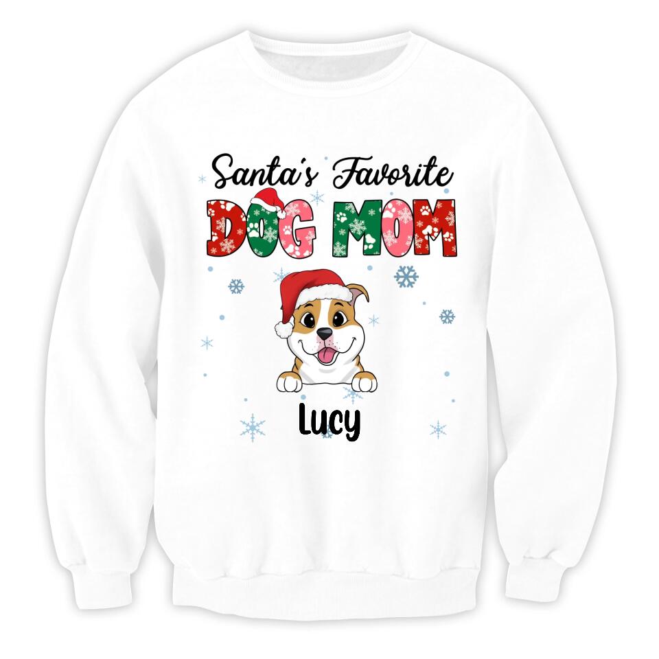 Santa's Favorite Dog Mom Shirt - Personalized Christmas Dog Shirt