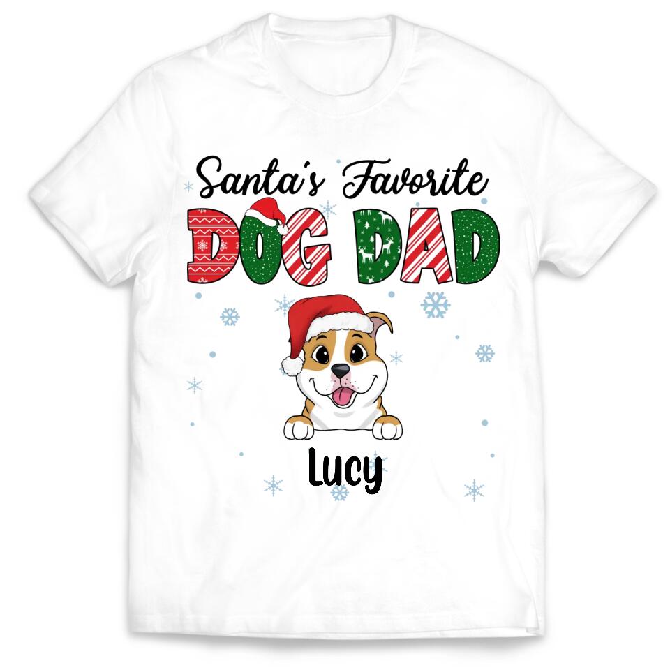 Santa's Favorite Dog Dad Shirt - Personalized Shirt