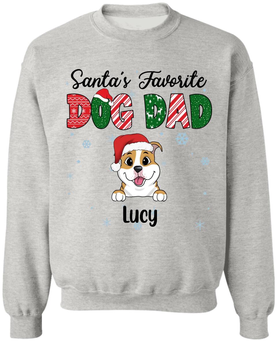 Santa's Favorite Dog Dad Shirt - Personalized Shirt