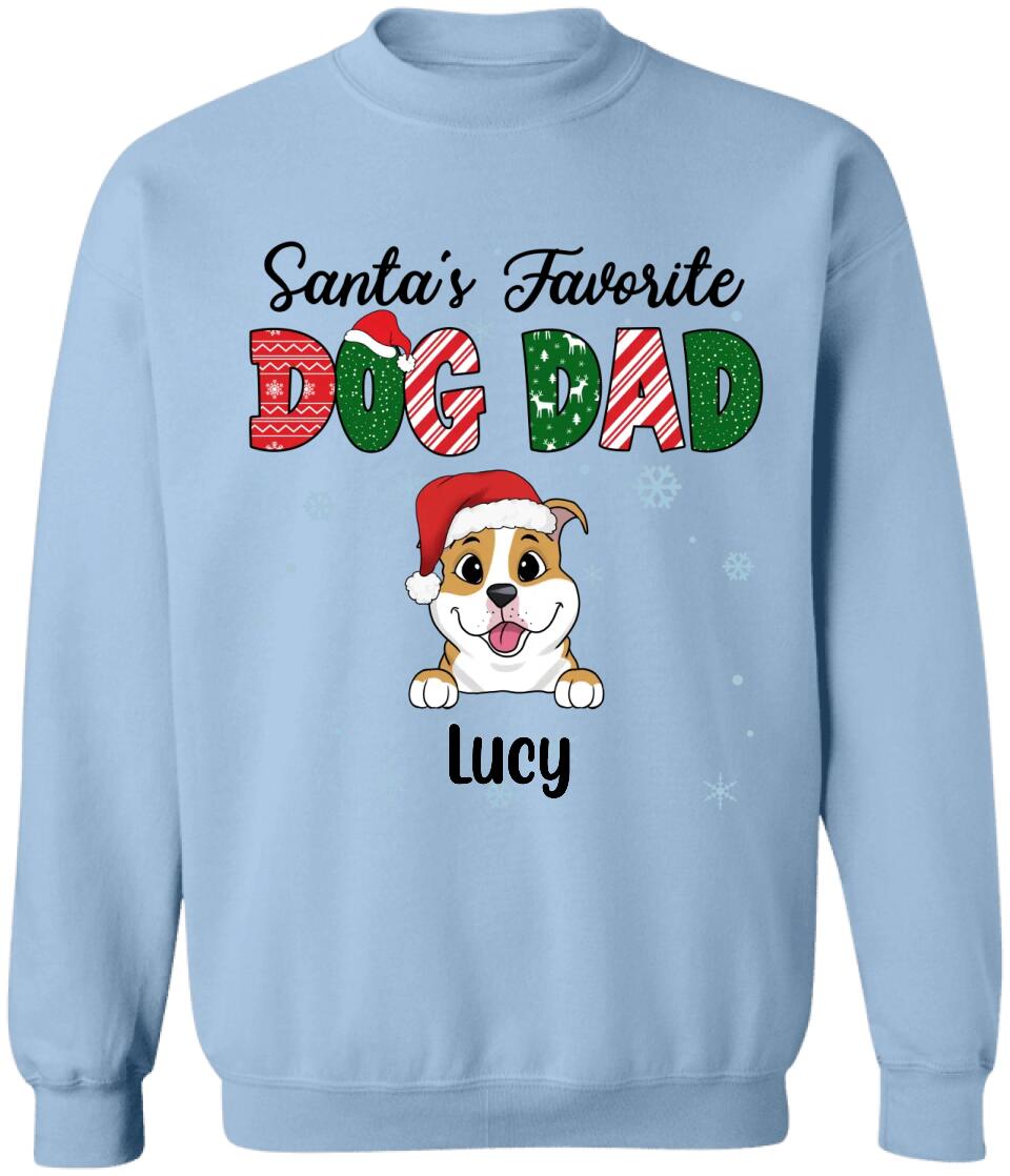 Santa's Favorite Dog Dad Shirt - Personalized Shirt
