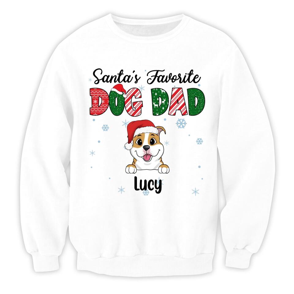 Santa's Favorite Dog Dad Shirt - Personalized Shirt