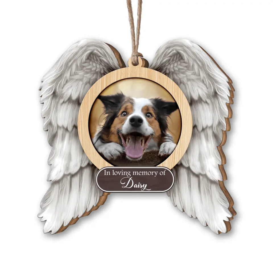 In Loving Memory Of Dog Wings - Personalized Custom Shaped Christmas Ornament