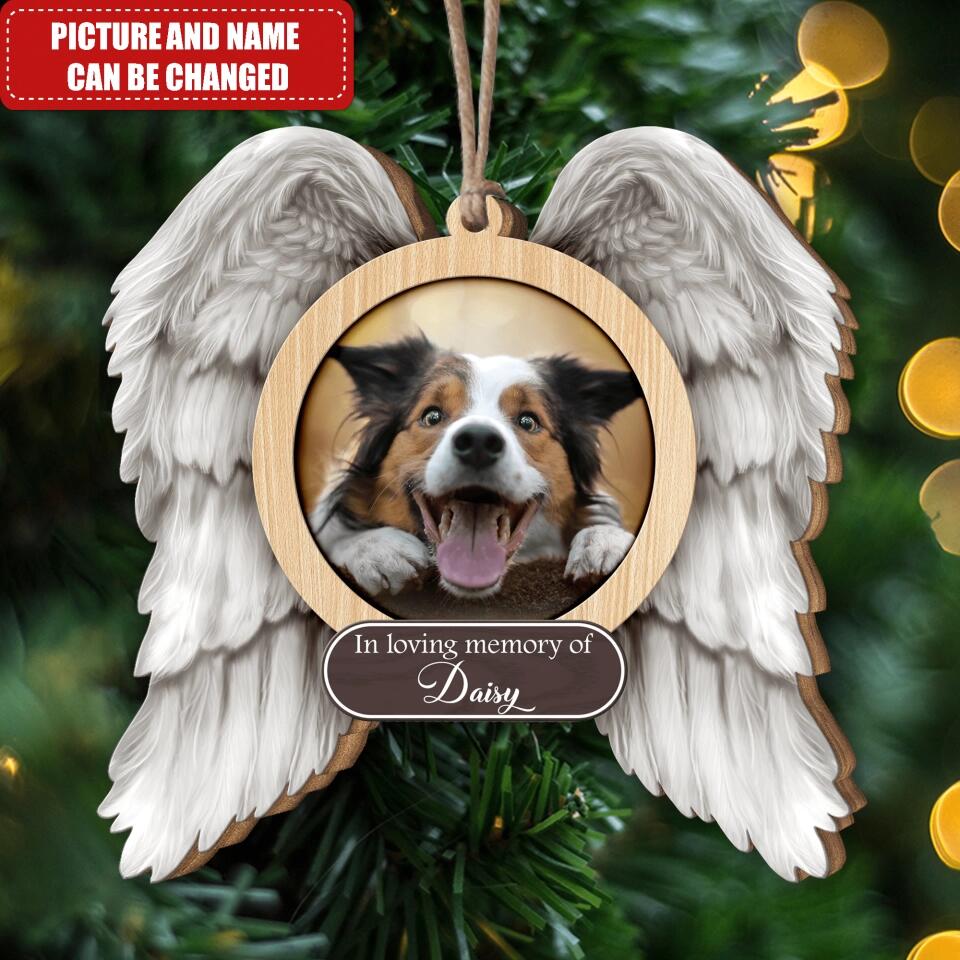 In Loving Memory Of Dog Wings - Personalized Custom Shaped Christmas Ornament