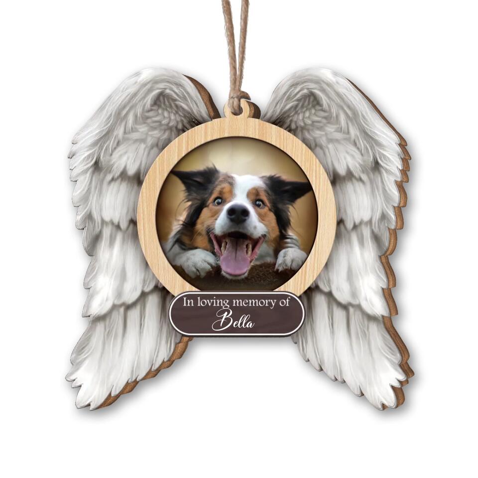 In Loving Memory Of Dog Wings - Personalized Custom Shaped Christmas Ornament