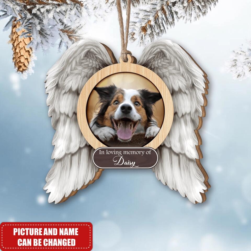 In Loving Memory Of Dog Wings - Personalized Custom Shaped Christmas Ornament
