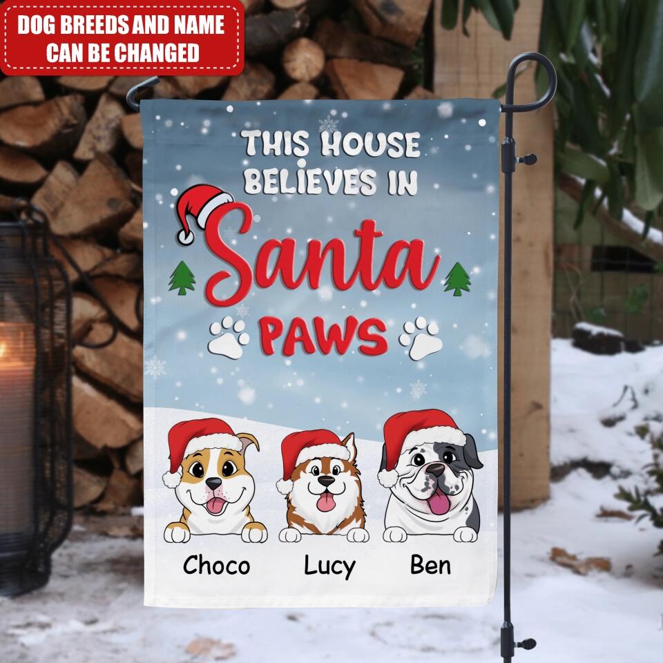 This House Believes In Santa Paws - Personalized Dog Flag