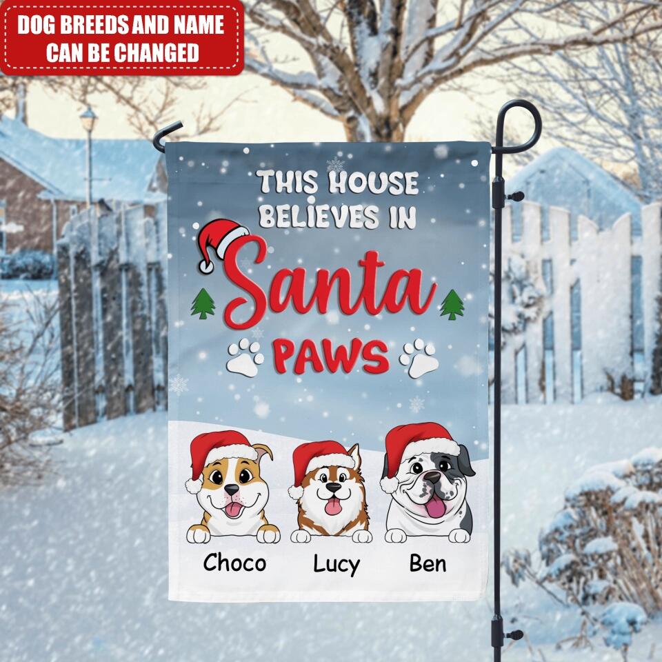 This House Believes In Santa Paws - Personalized Dog Flag