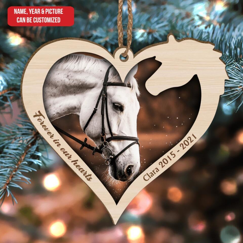Forever In Our Hearts - Personalized Wooden Ornament, Horse Memorial