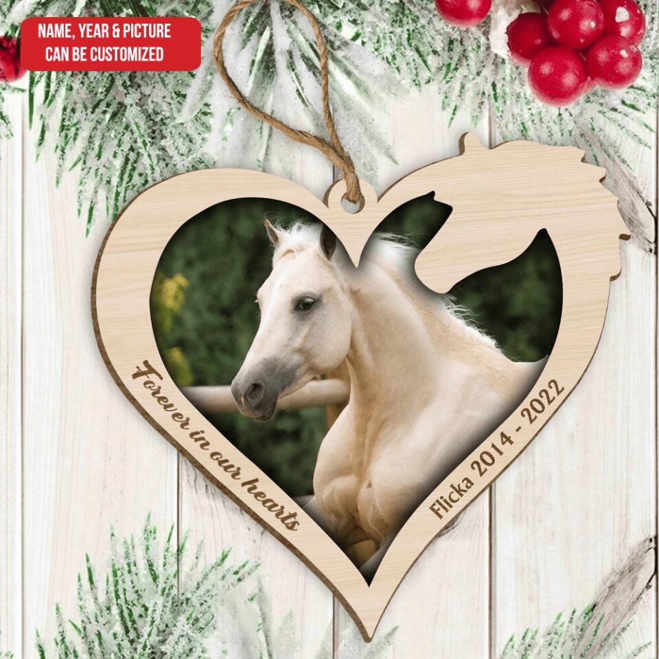Forever In Our Hearts - Personalized Wooden Ornament, Horse Memorial