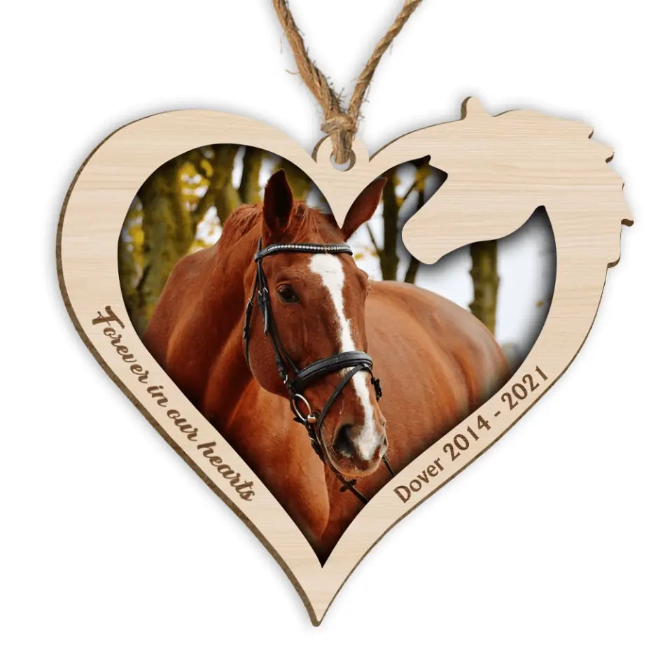 Forever In Our Hearts - Personalized Wooden Ornament, Horse Memorial