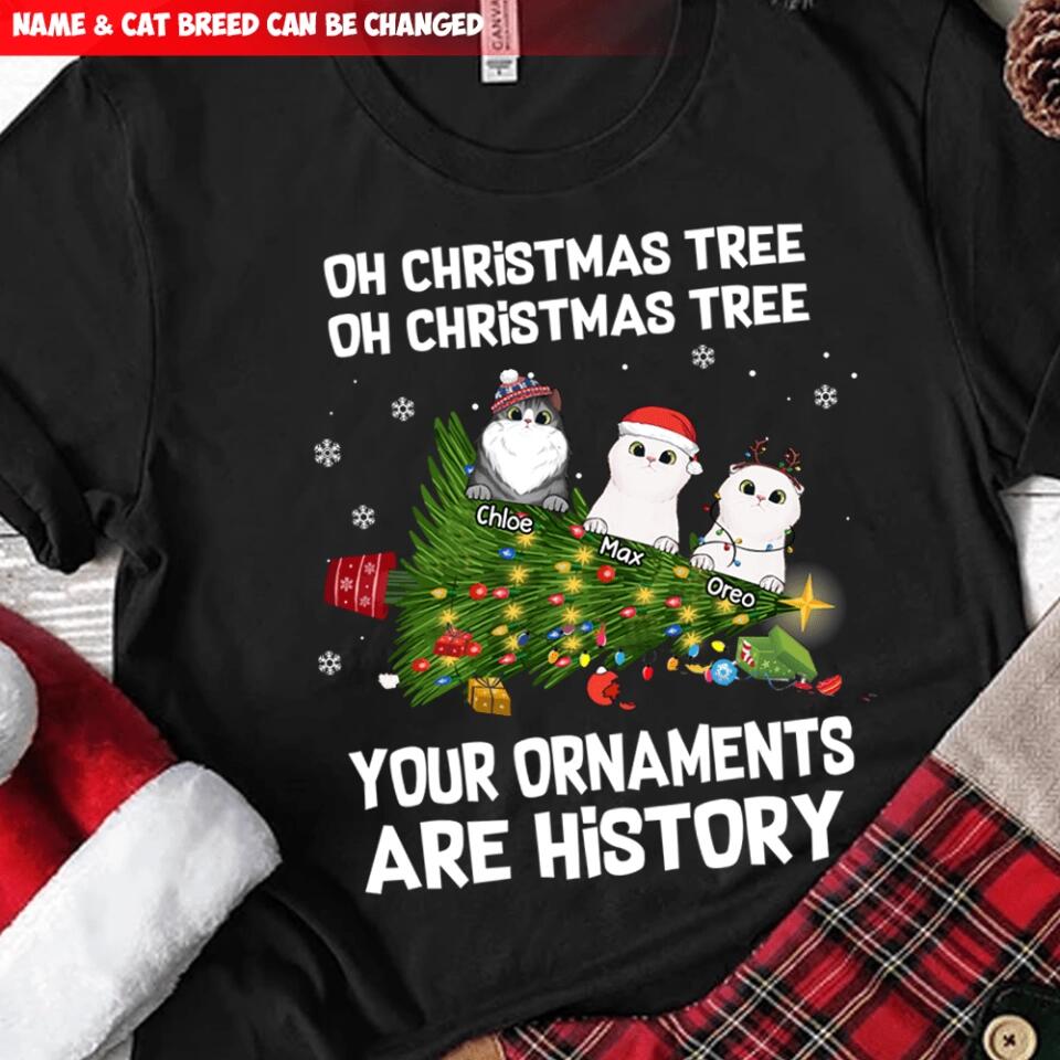 Oh Christmas Tree Cat Shirt - Personalized Christmas Shirt