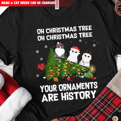 Oh Christmas Tree Cat Shirt - Personalized Christmas Shirt