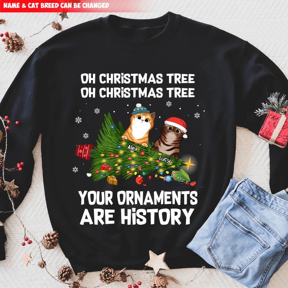 Oh Christmas Tree Cat Shirt - Personalized Christmas Shirt
