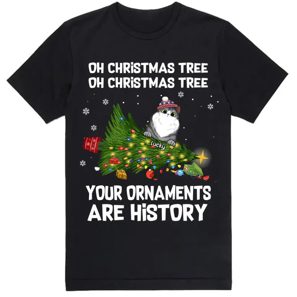 Oh Christmas Tree Cat Shirt - Personalized Christmas Shirt