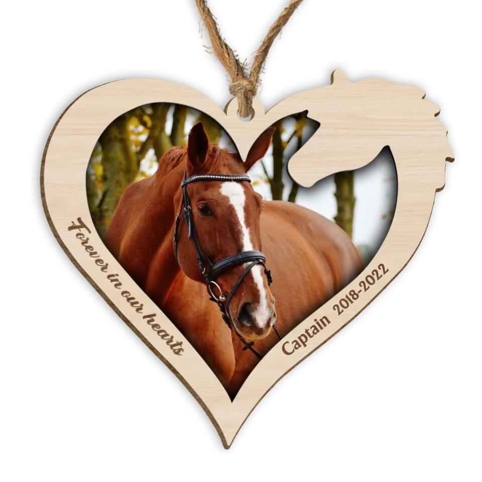 Forever In Our Hearts - Personalized Wooden Ornament, Horse Memorial