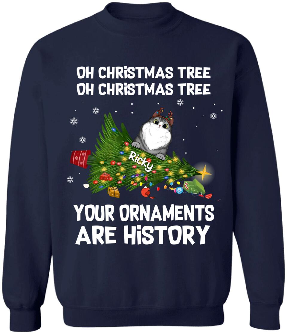 Oh Christmas Tree Cat Shirt - Personalized Christmas Shirt