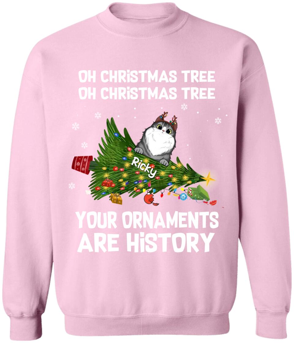 Oh Christmas Tree Cat Shirt - Personalized Christmas Shirt