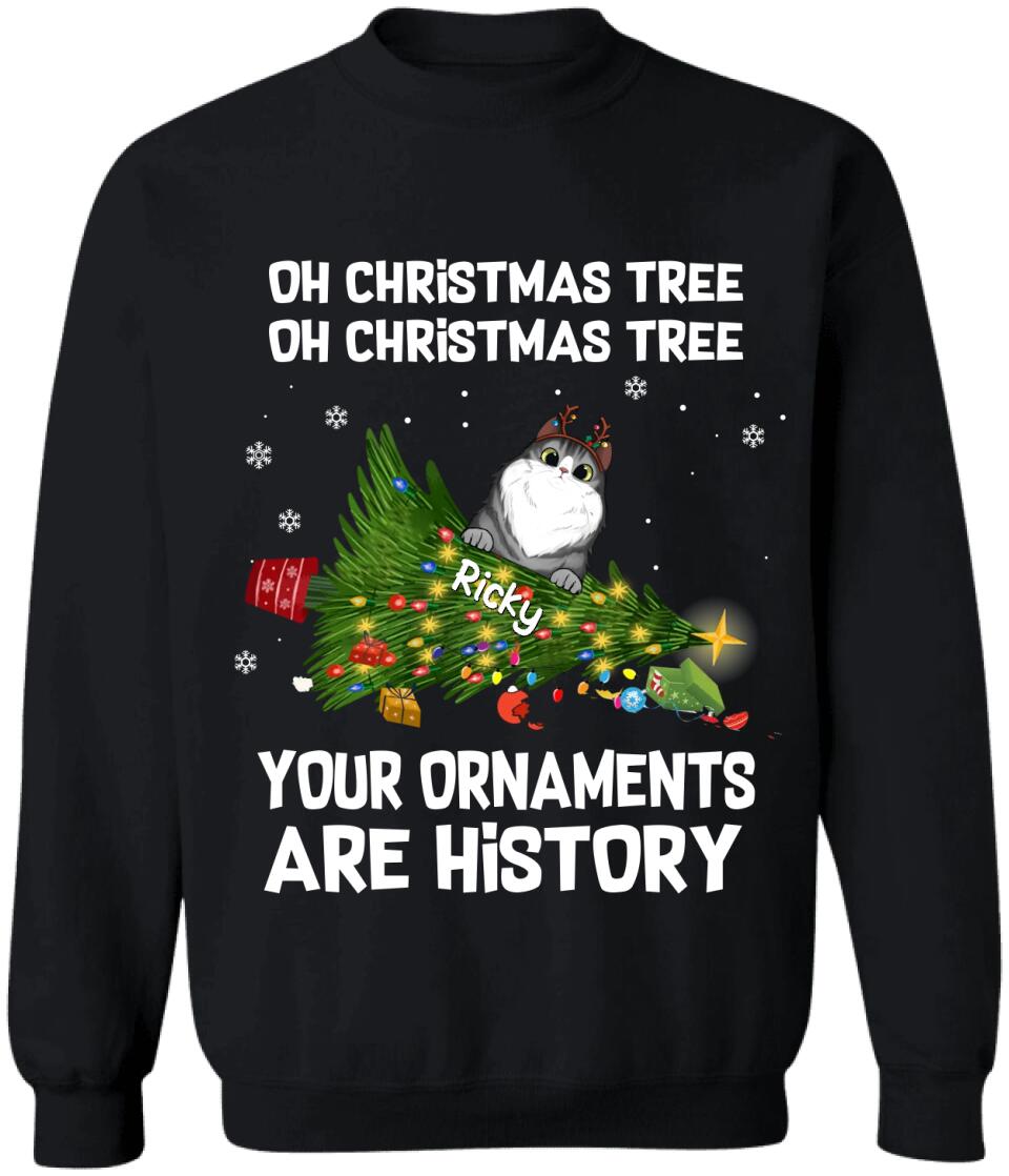Oh Christmas Tree Cat Shirt - Personalized Christmas Shirt