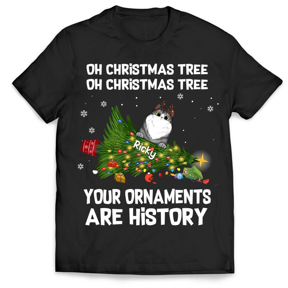 Oh Christmas Tree Cat Shirt - Personalized Christmas Shirt