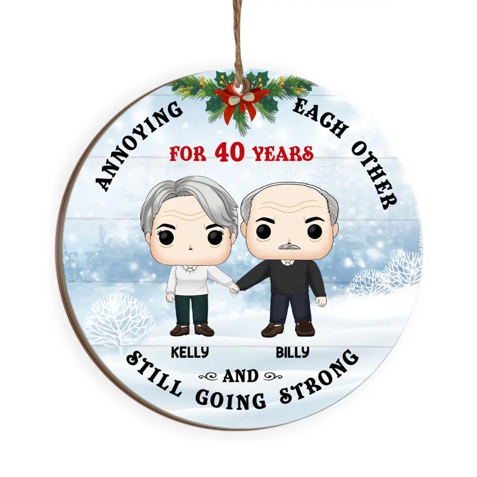 Annoying Each Other - Personalized Wooden Ornament, Christmas Gift For Married Couples