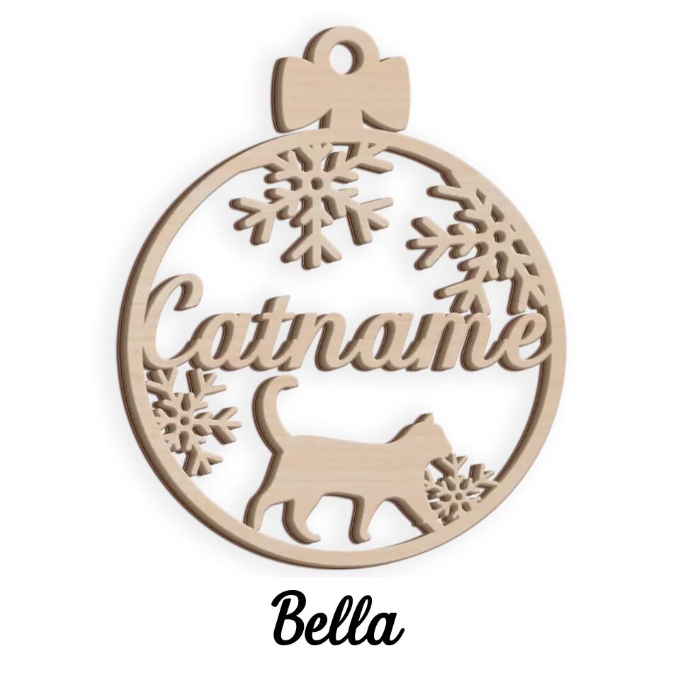 Personalized Cat Wood Ornament, Best Gift Idea For Your Cat, Wooden Christmas Ornament