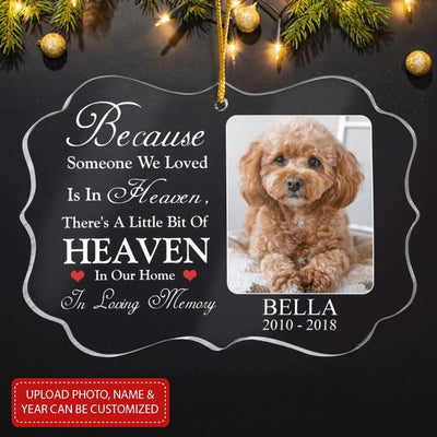 Because Someone We Loved Is In Heaven, There's A Little Bit Of Heaven In Our Home - Personalized Acrylic Ornament