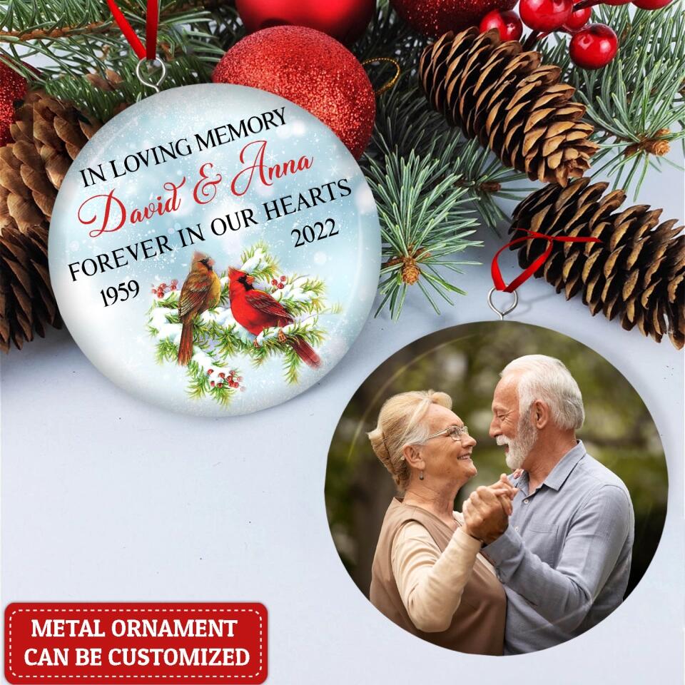 n  Loving Memory Forever  In Our Hearts - Personalized  Metal  Round Ornament