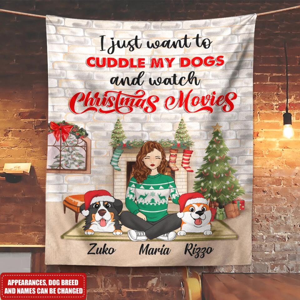Christmas I Just Want To Cuddle My Dog - Pet Lovers Gifts - Dog Mom Gifts - Personalized Blanket