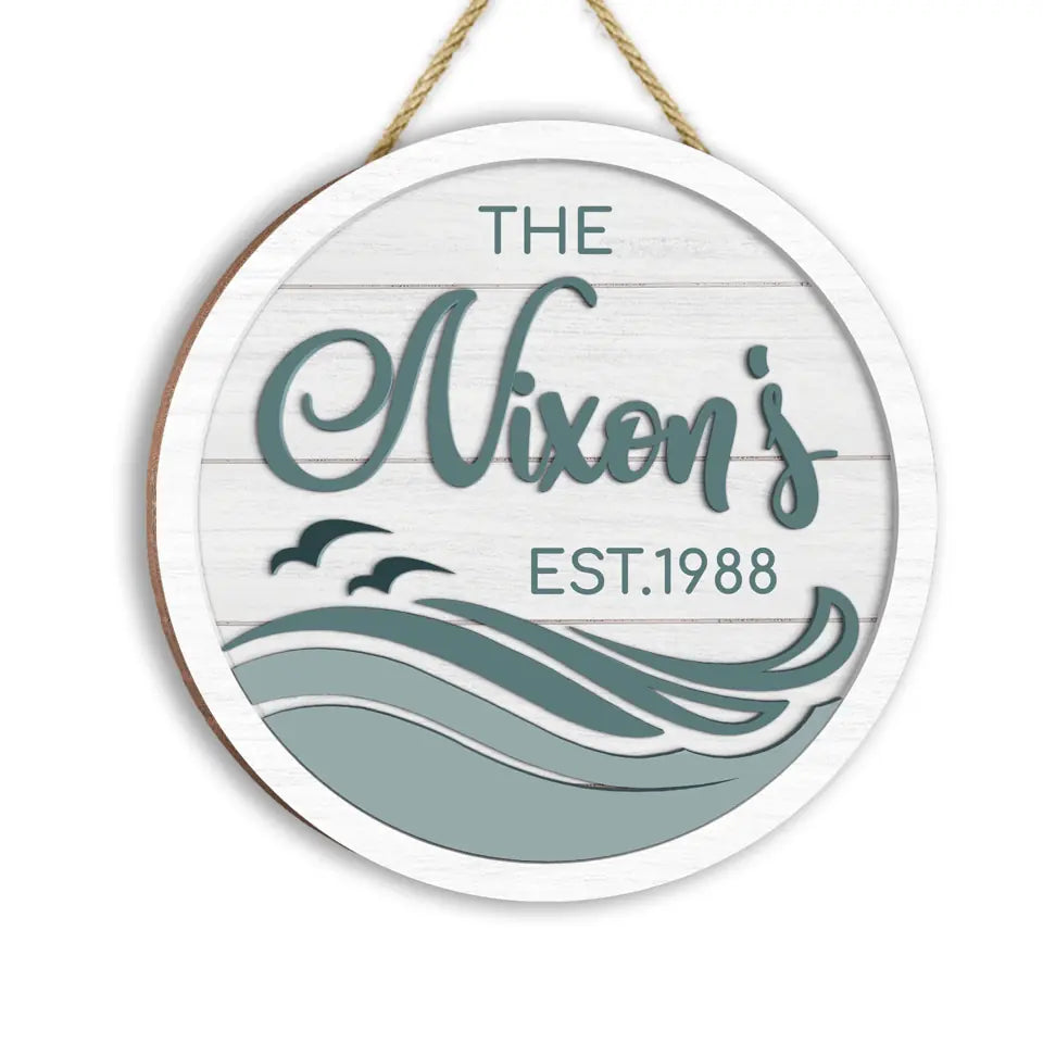 Family Name Sign Wall Art | Last name sign | Beach House | Lake house| Custom Sign - Personalized 2 Layer Sign