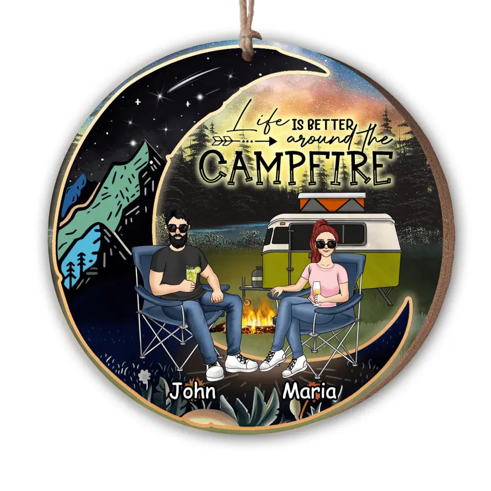 Life Is Better Around The Campfire - Personalized Ornament, Gift For Couple, Gift For Camping Lover, Camping Christmas