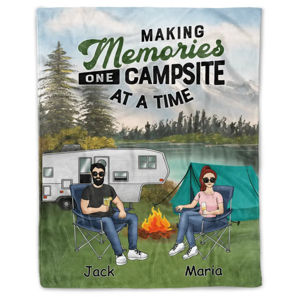 Making Memories One Campsite At A Time - Camping Life - Camper Gift - Personalized Camping Blanket