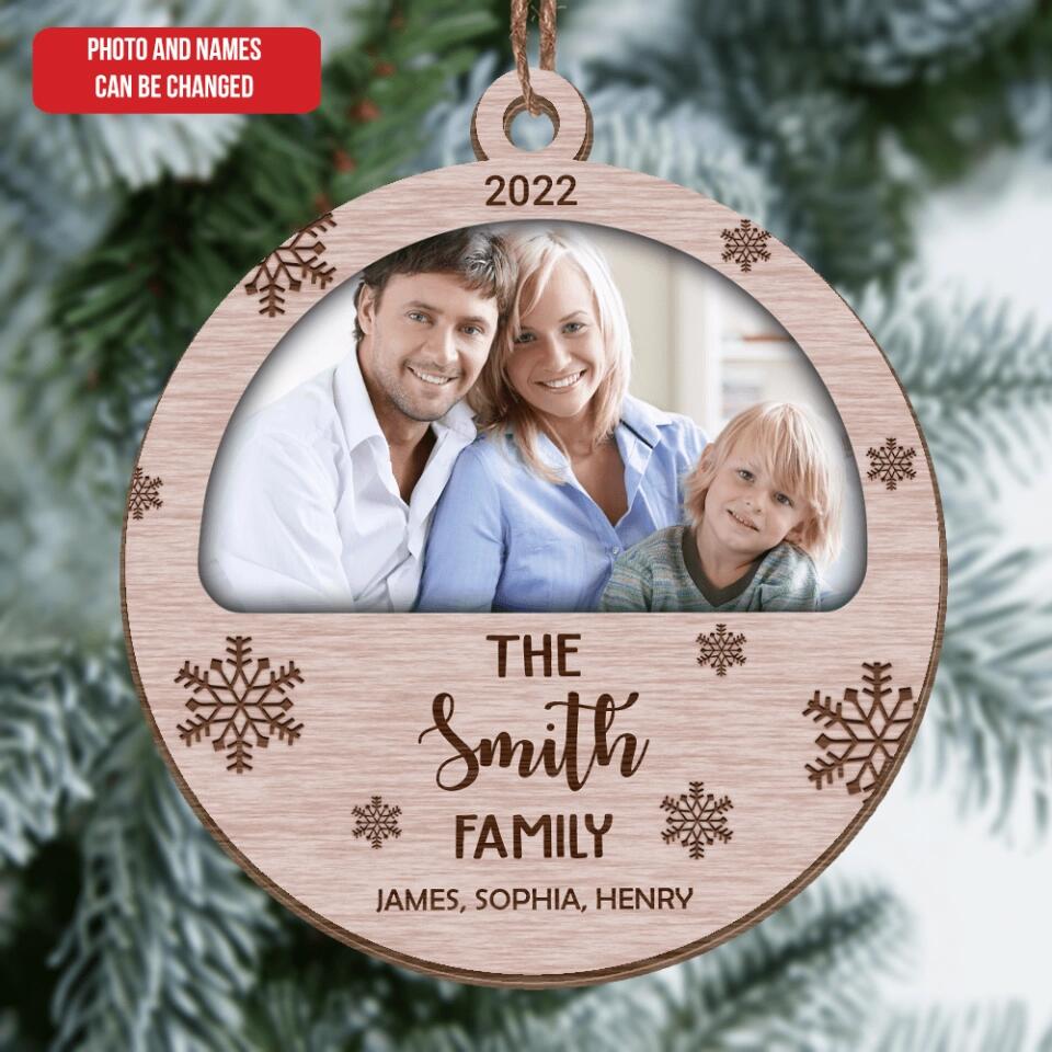 Family Christmas Photo Ornament - Photo Ornament - Personalized Family Photo Wooden Ornament