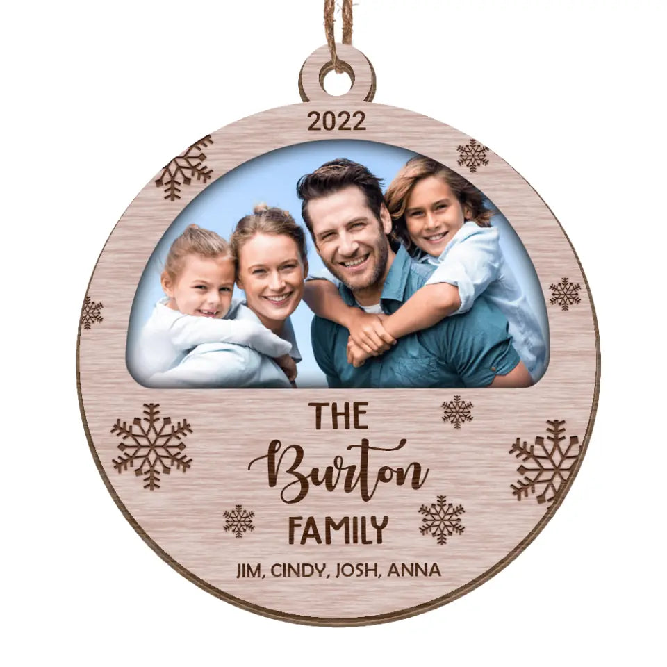 Family Christmas Photo Ornament - Photo Ornament - Personalized Family Photo Wooden Ornament