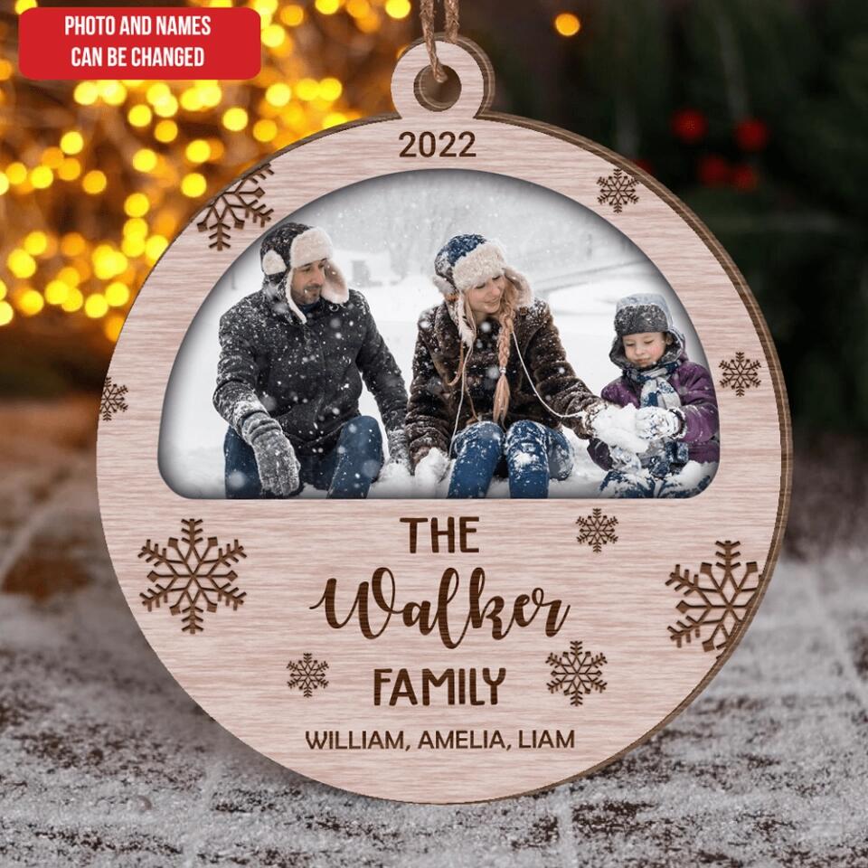 Family Christmas Photo Ornament - Photo Ornament - Personalized Family Photo Wooden Ornament