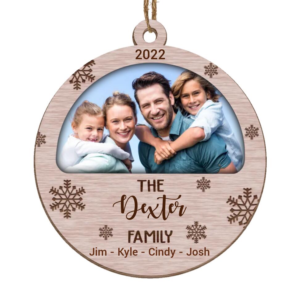 Family Christmas Photo Ornament - Photo Ornament - Personalized Family Photo Wooden Ornament