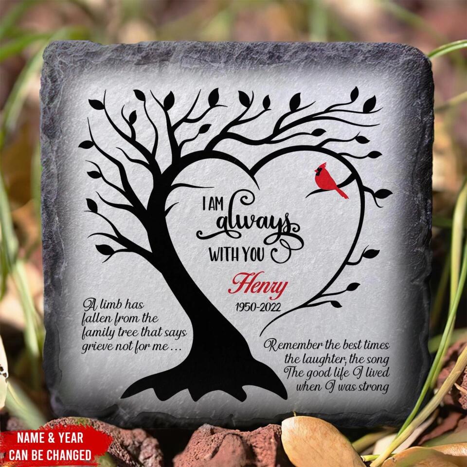 Cardinal Memorial Tree, I am Always with You, Heart Tree Silhouette, Red Cardinal Tree, Remembrance Gift, Loss in the Family, Personalized Memorial Stone