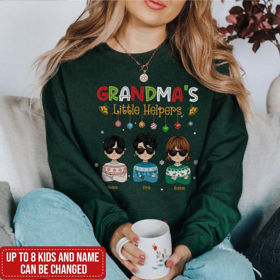 Grandma's Little Helpers, Christmas Shirt - Personalized T-shirt, Sweatshirt, Gift For Grandma