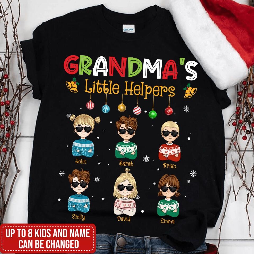 Grandma's Little Helpers, Christmas Shirt - Personalized T-shirt, Sweatshirt, Gift For Grandma