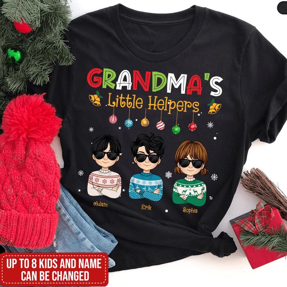 Grandma's Little Helpers, Christmas Shirt - Personalized T-shirt, Sweatshirt, Gift For Grandma